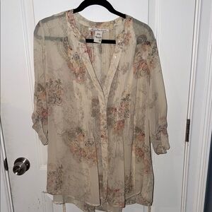 American Rag Cream Floral Blouse